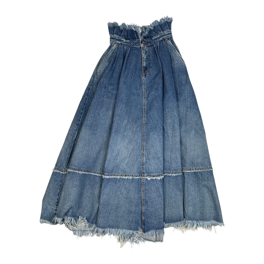 DIESEL FRAYED DENIM MAXI SKIRT YG48