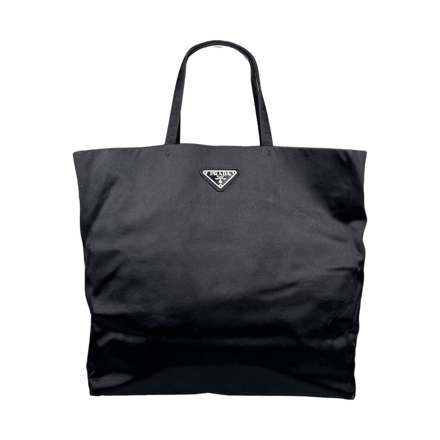 PRADA BLACK SATIN TOTE BAG