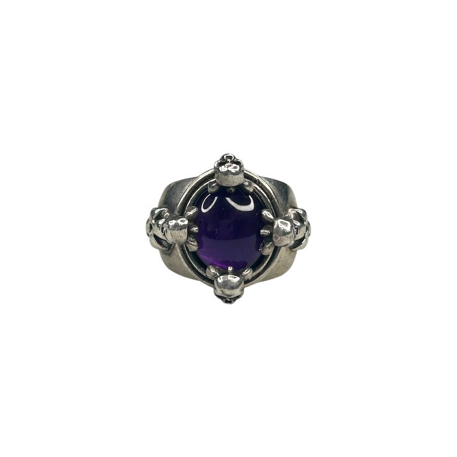 A&G PURPLE STONE & SKULL RING - 925 SILVER