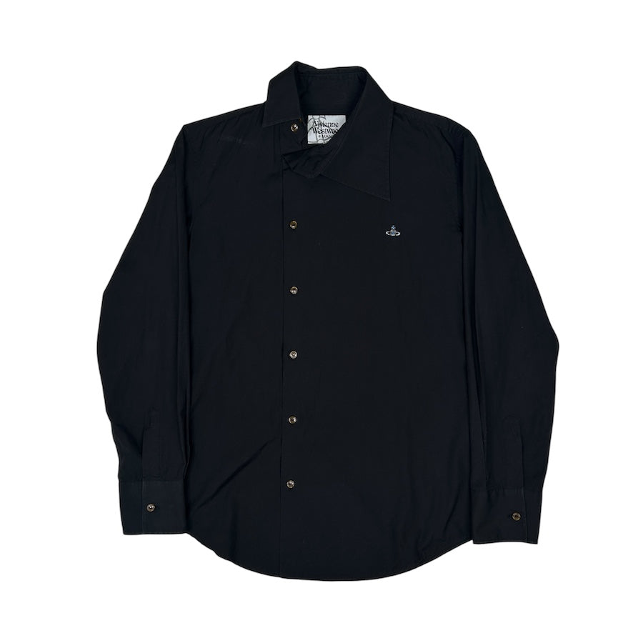 VIVIENNE WESTWOOD ASYMMETRICAL COLLAR BUTTON UP SHIRT - BLACK