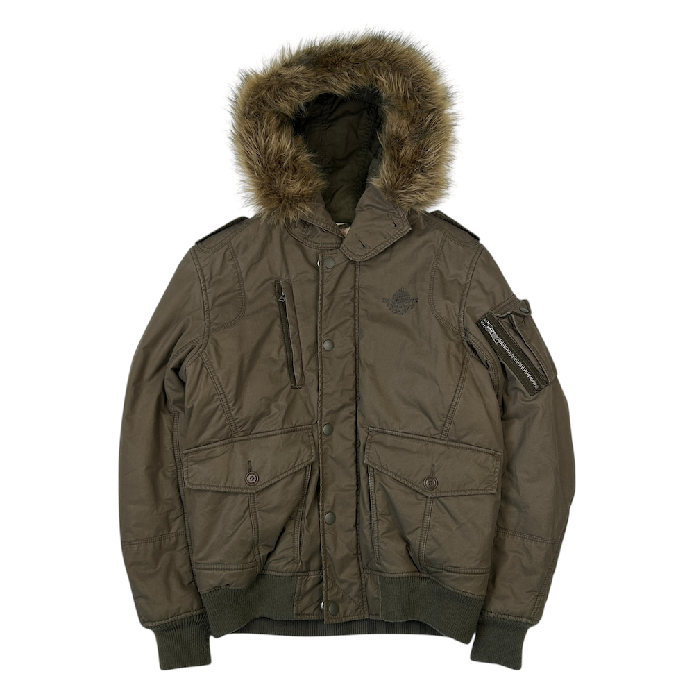 DIESEL FAUX FUR BOMBER JACKET - GREEN
