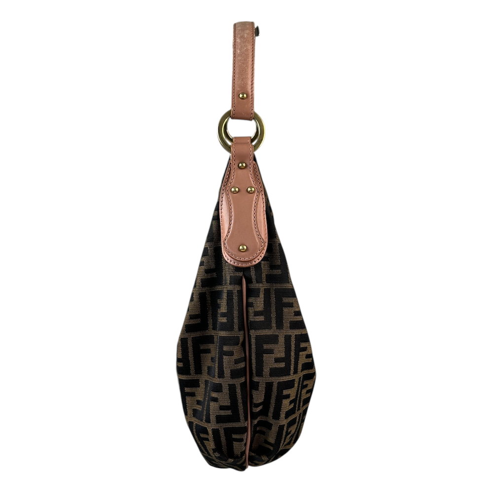 FENDI ZUCCA CANVAS HOBO SHOULDER BAG