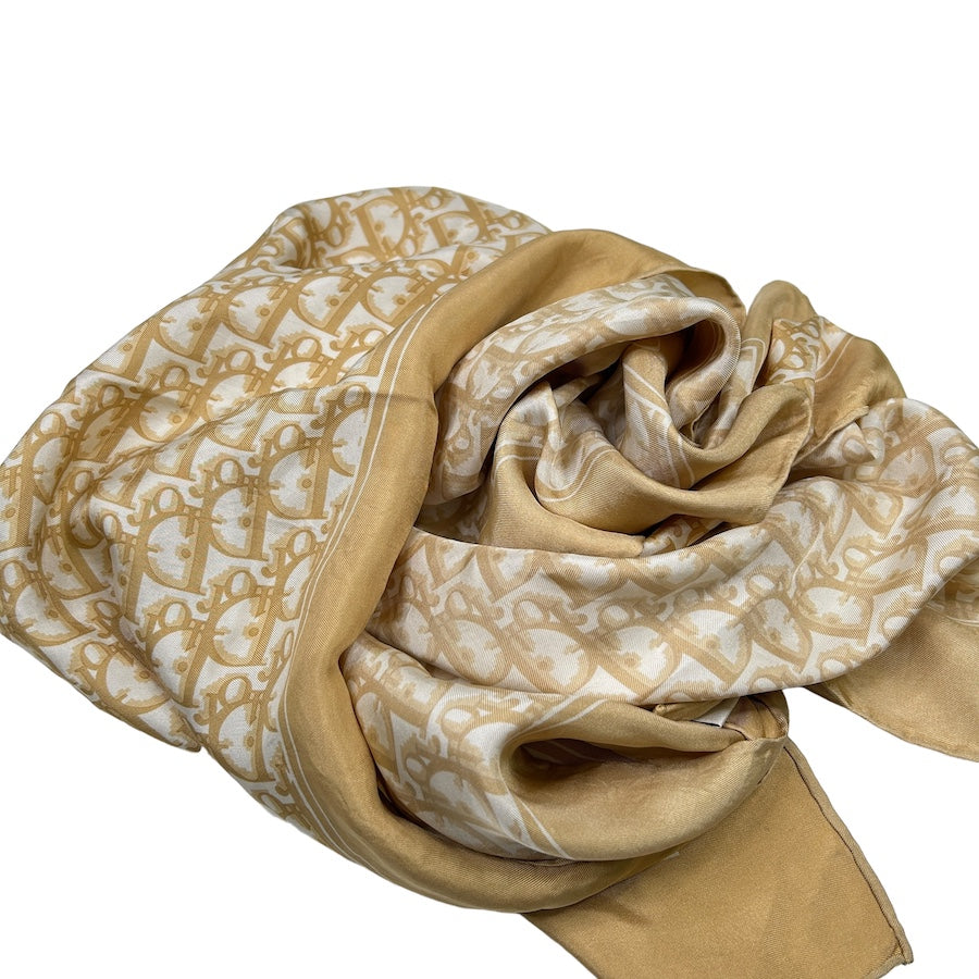 DIOR GOLD/WHITE OBLIQUE MONOGRAM SCARF G38R