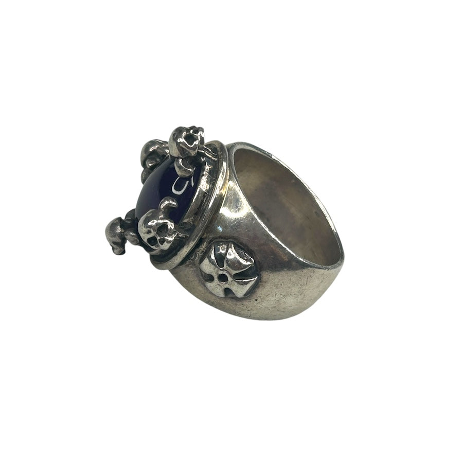 A&G PURPLE STONE & SKULL RING - 925 SILVER