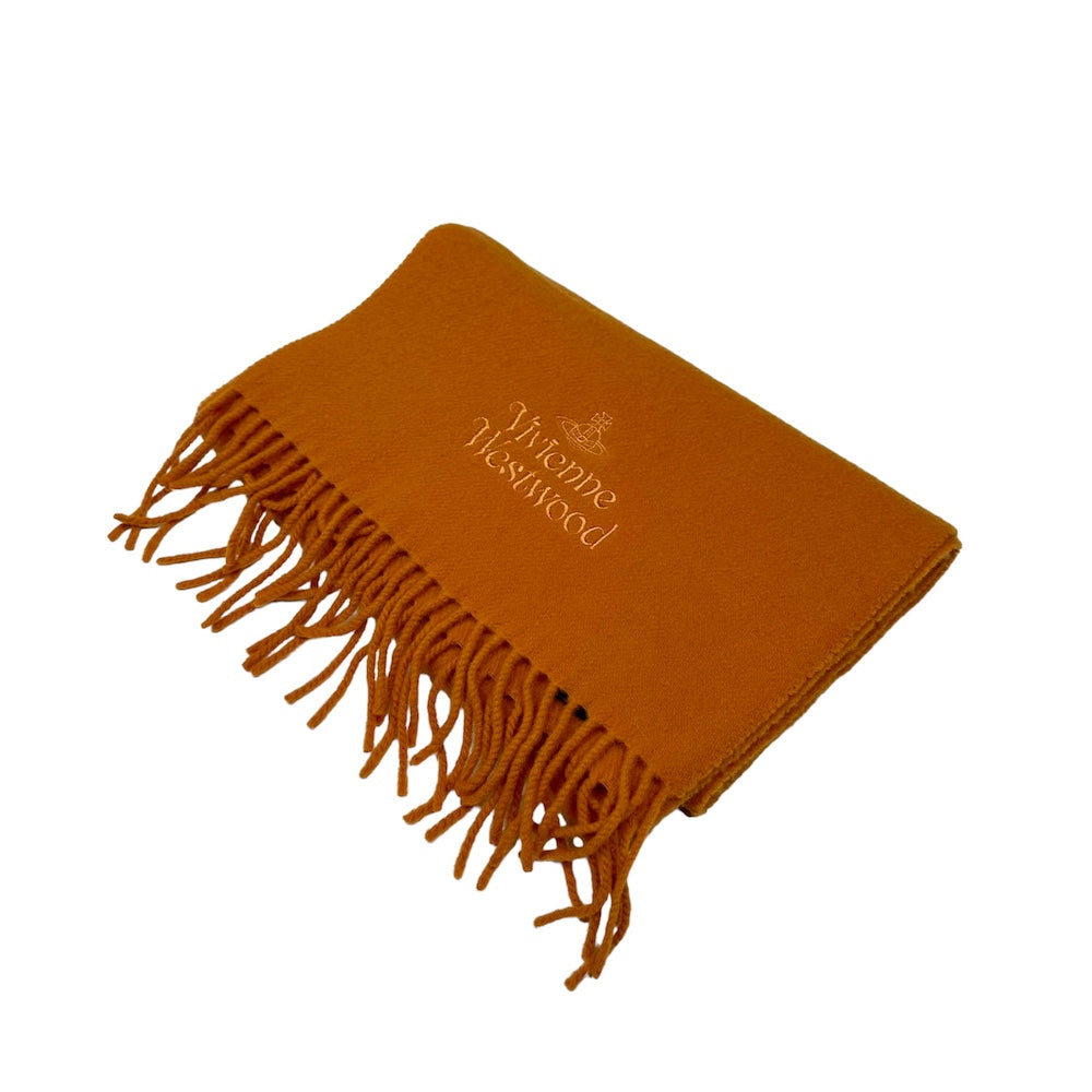 VIVIENNE WESTWOOD LOGO EMBROIDERED SCARF - ORANGE