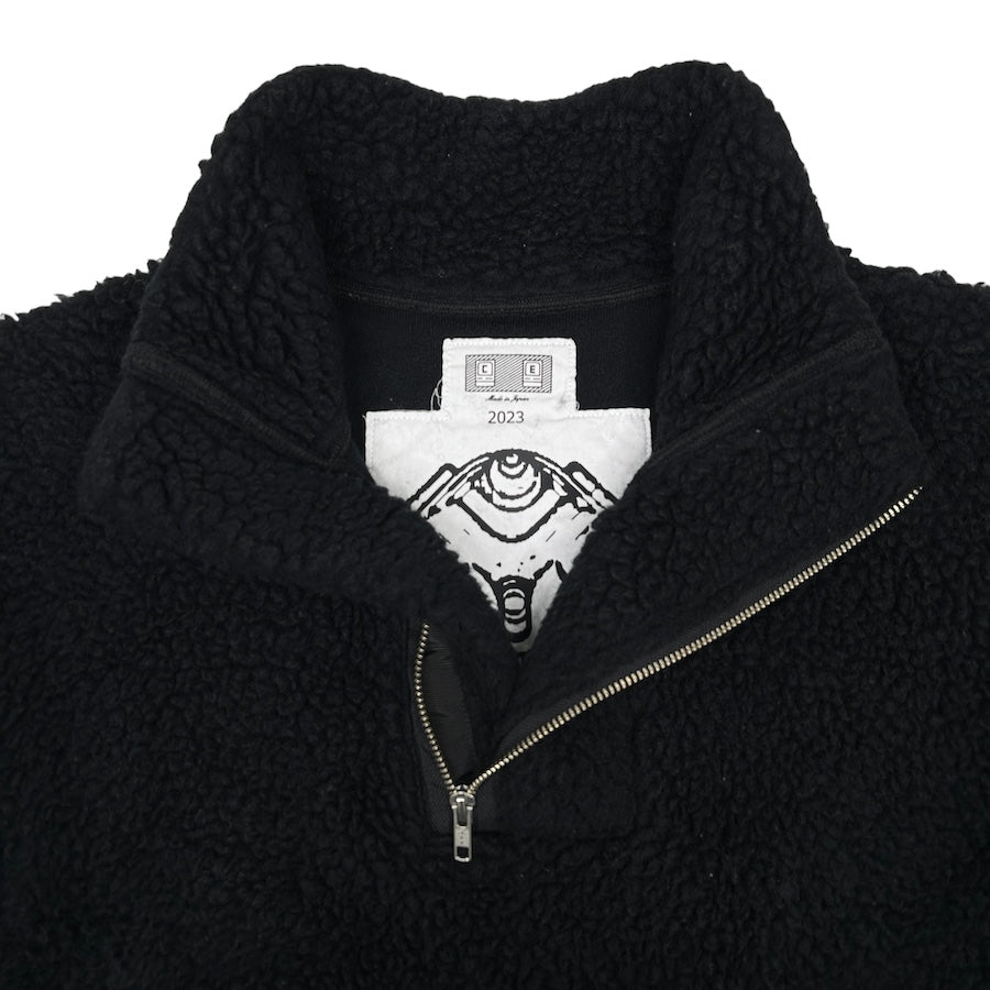 CAV EMPT HEAVY WOOL BOA FLEECE HALF ZIP - BLACK