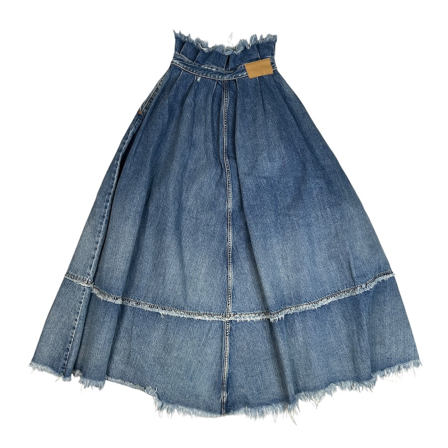 DIESEL FRAYED DENIM MAXI SKIRT YG48