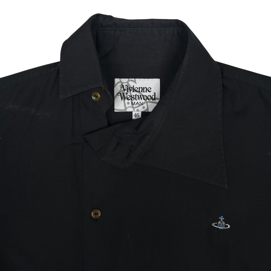 VIVIENNE WESTWOOD ASYMMETRICAL COLLAR BUTTON UP SHIRT - BLACK