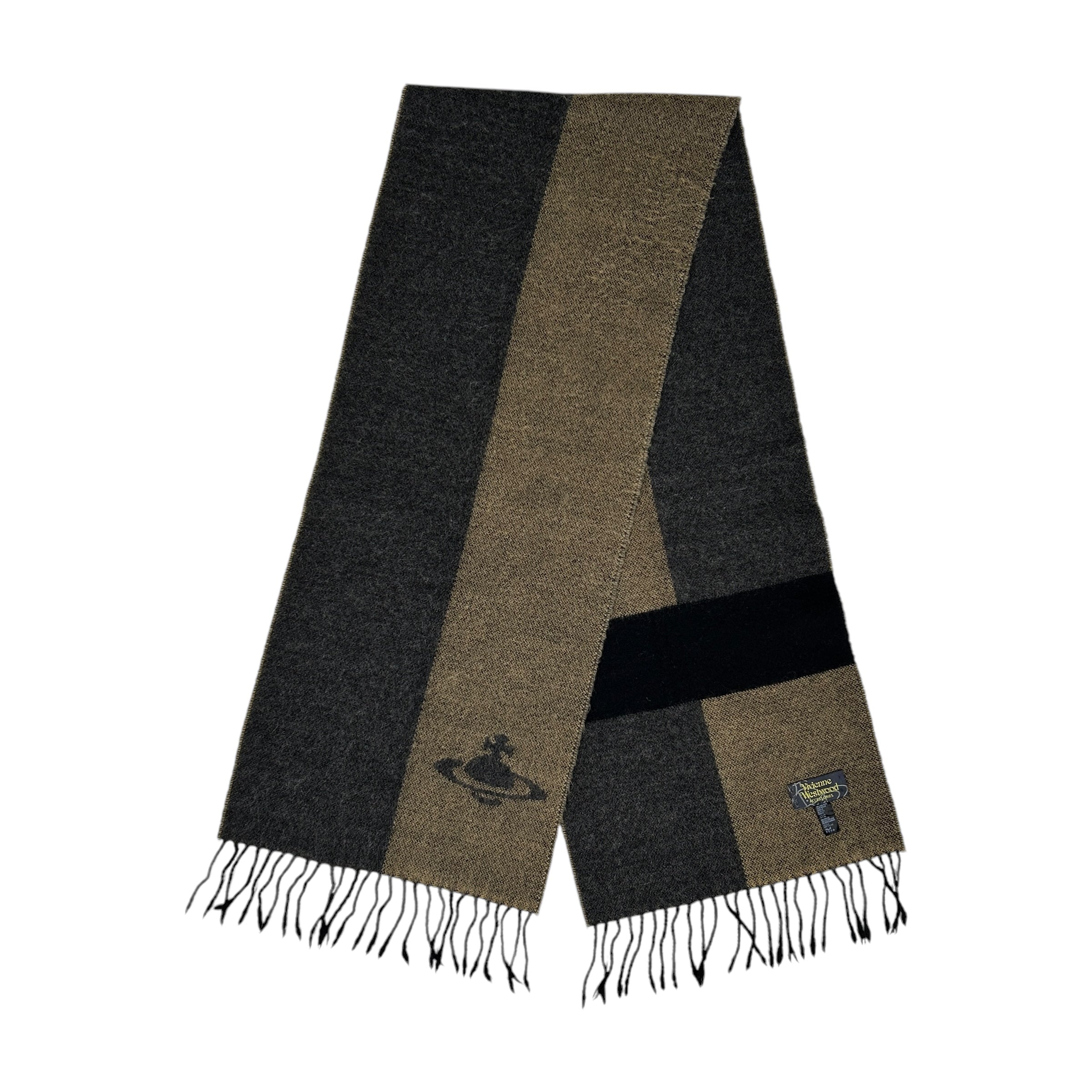 VIVIENNE WESTWOOD WOOL BLEND GREY/BROWN SCARF