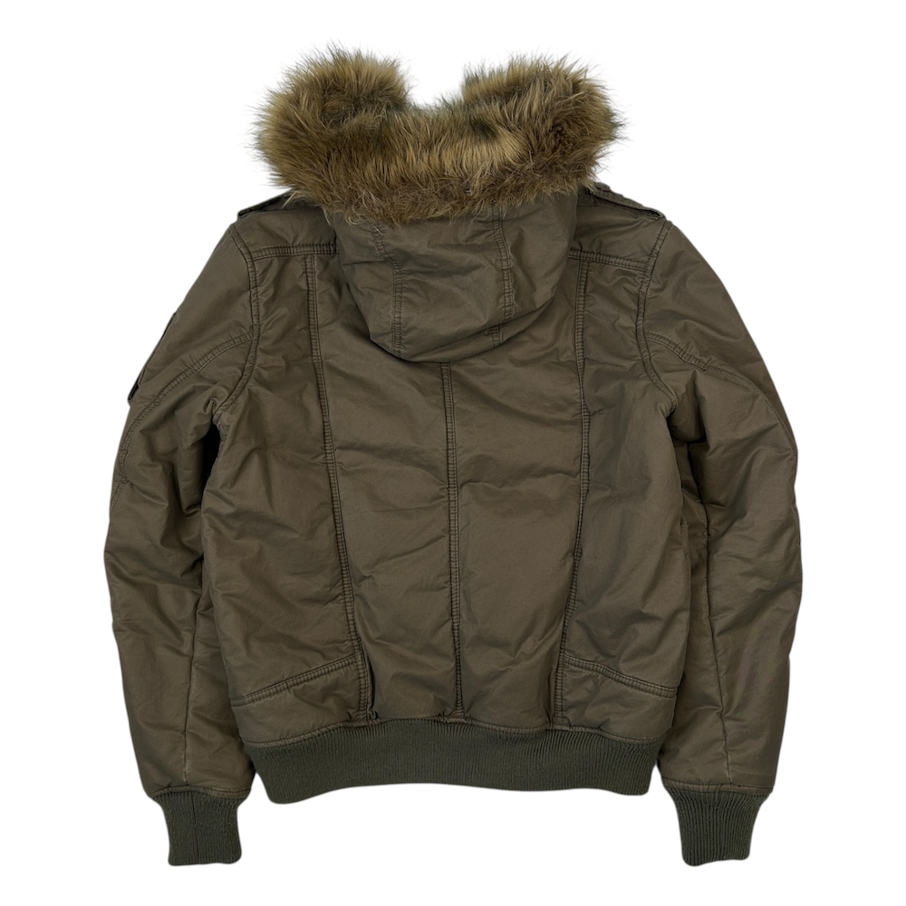 DIESEL FAUX FUR BOMBER JACKET - GREEN