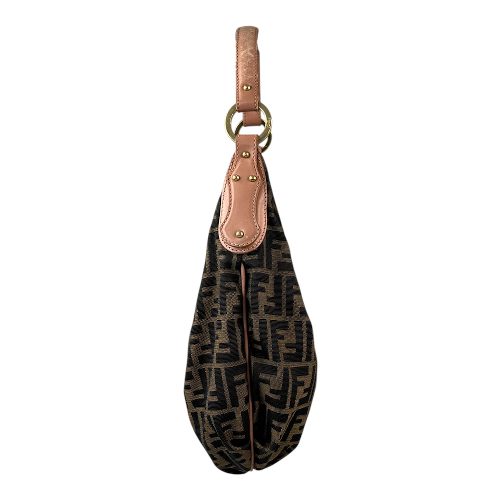FENDI ZUCCA CANVAS HOBO SHOULDER BAG