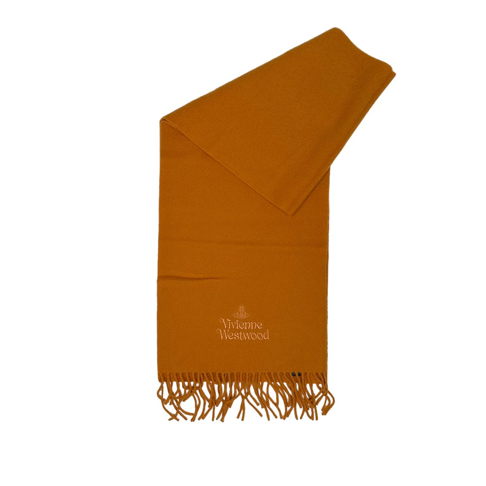 VIVIENNE WESTWOOD LOGO EMBROIDERED SCARF - ORANGE