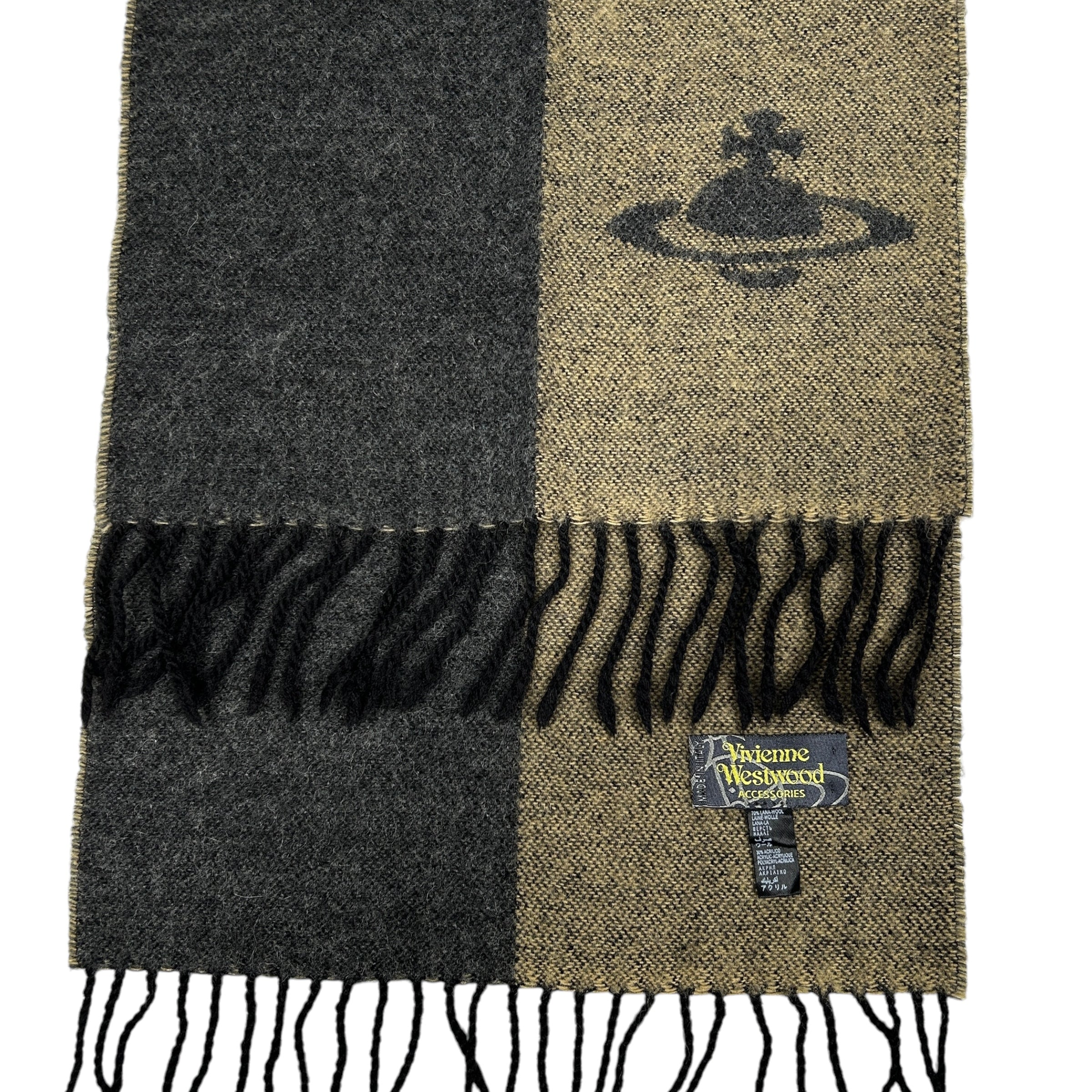 VIVIENNE WESTWOOD WOOL BLEND GREY/BROWN SCARF