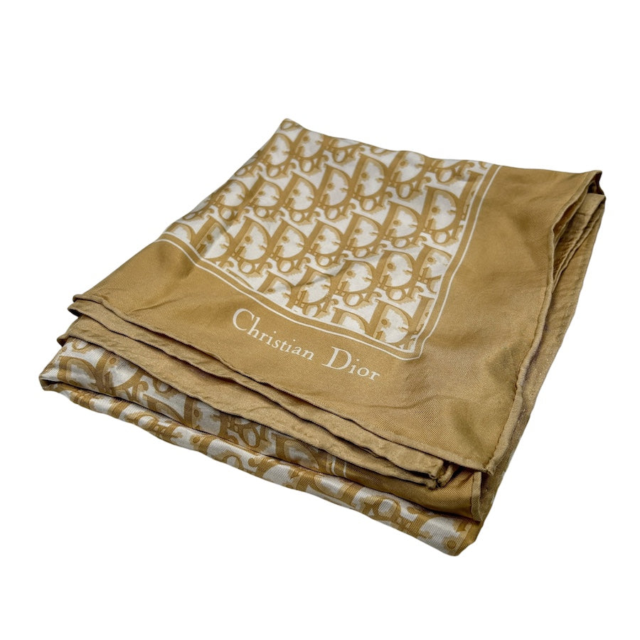 DIOR GOLD/WHITE OBLIQUE MONOGRAM SCARF G38R