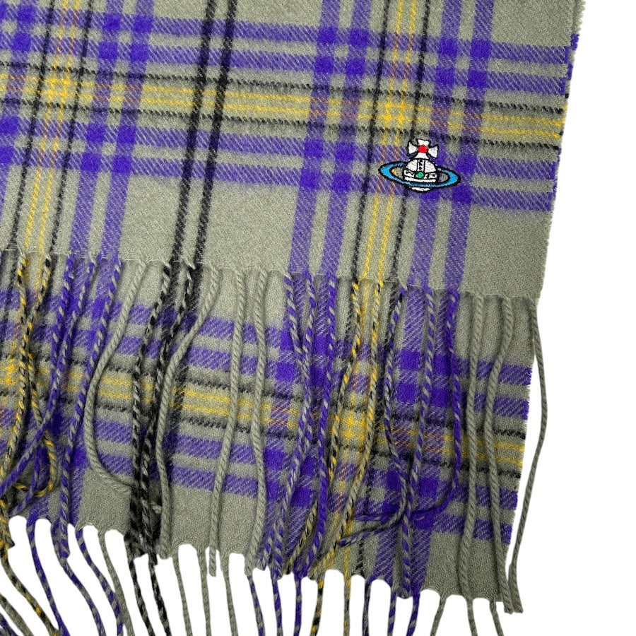 VIVIENNE WESTWOOD CASHMERE GREEN/PURPLE CHECKERED SCARF