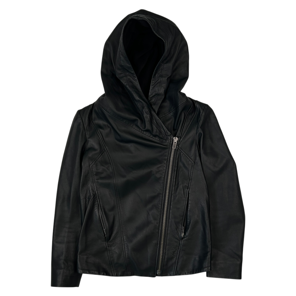 HELMUT LANG LEATHER HOODED JACKET