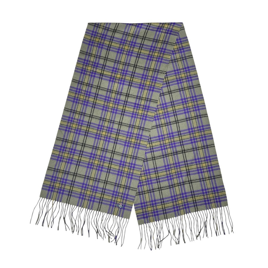 VIVIENNE WESTWOOD CASHMERE GREEN/PURPLE CHECKERED SCARF