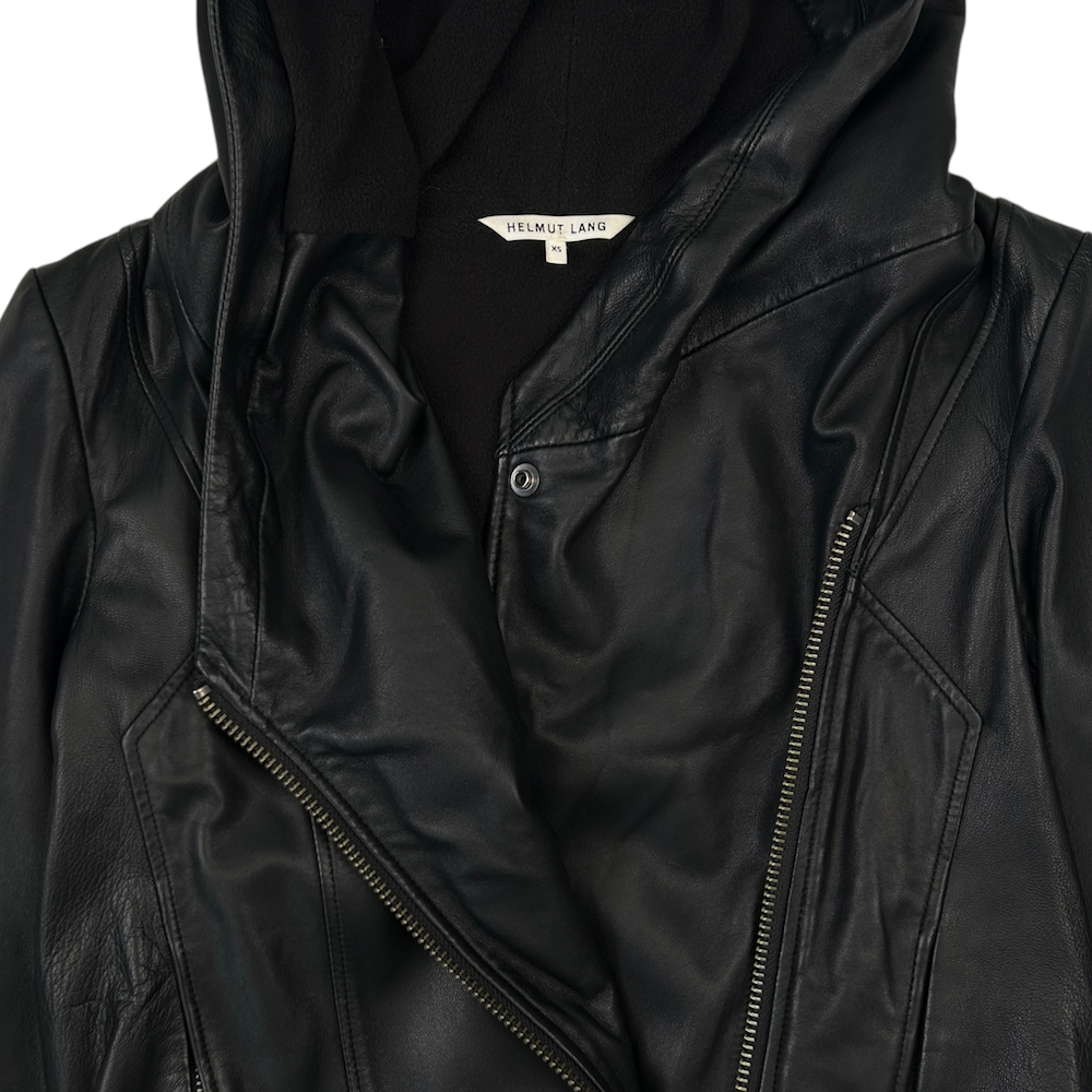 HELMUT LANG LEATHER HOODED JACKET