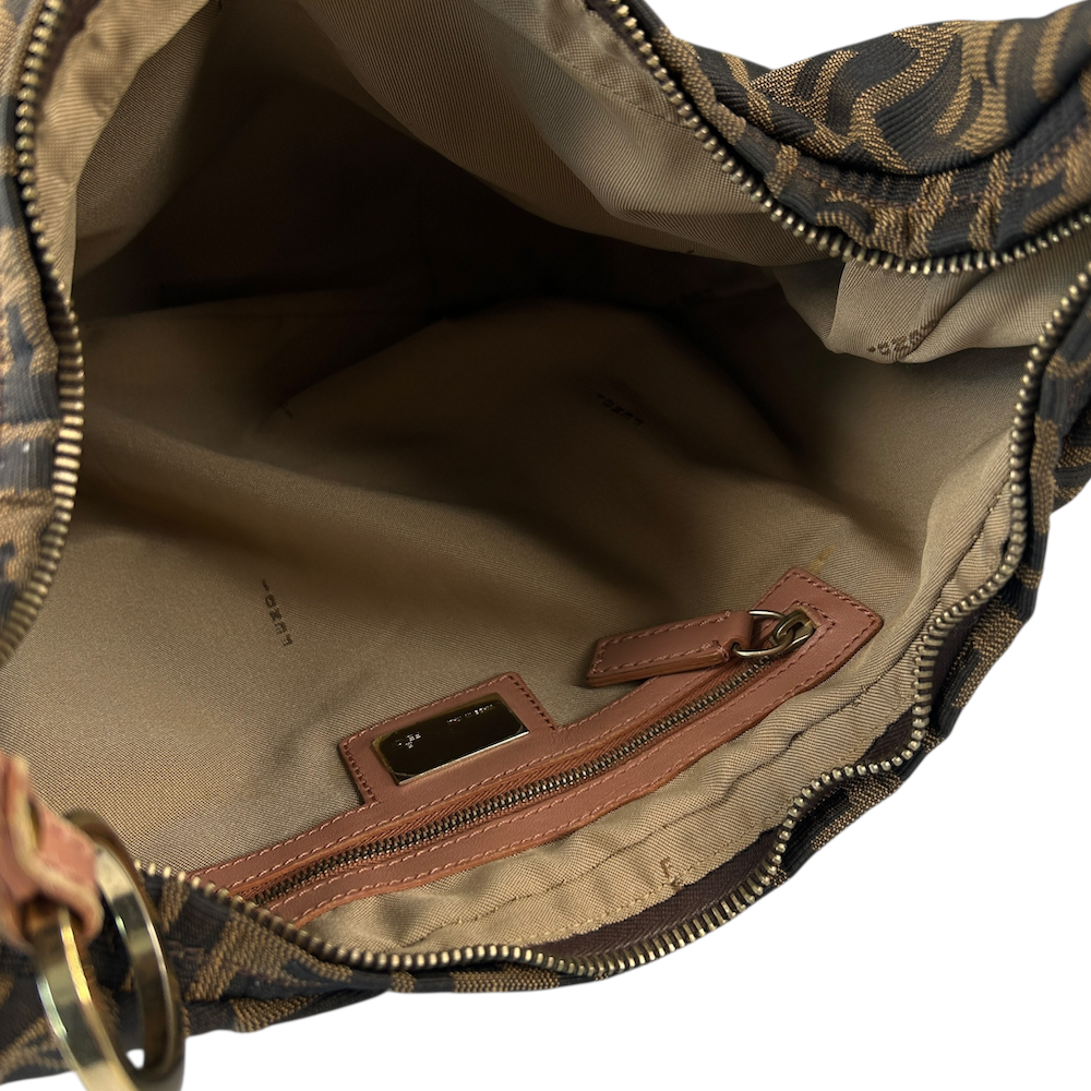 FENDI ZUCCA CANVAS HOBO SHOULDER BAG