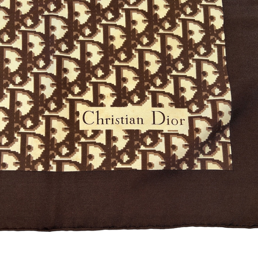 DIOR BROWN/WHITE SILK OBLIQUE MONOGRAM SCARF 309JR