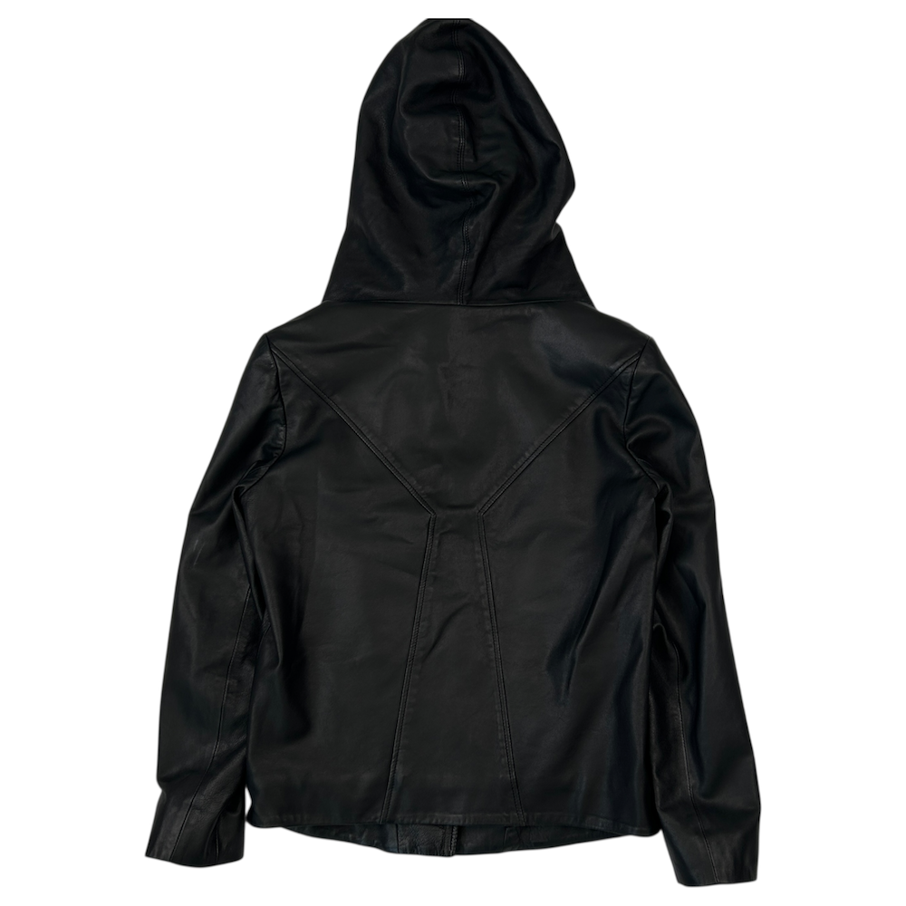 HELMUT LANG LEATHER HOODED JACKET