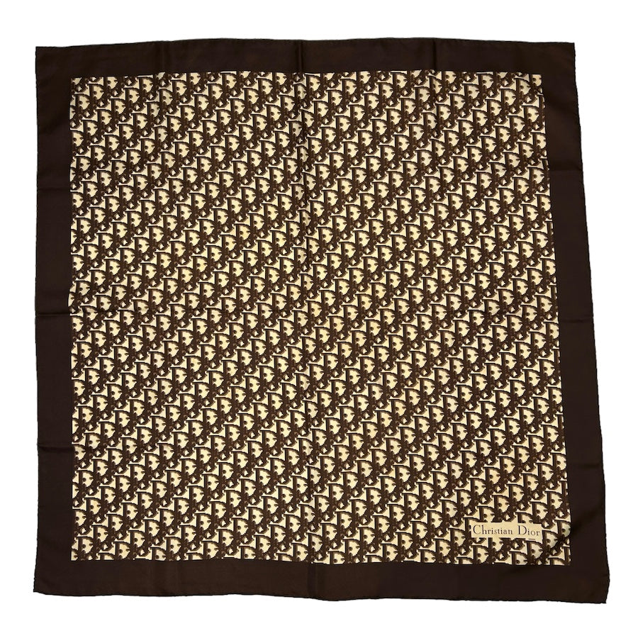 DIOR BROWN/WHITE SILK OBLIQUE MONOGRAM SCARF 309JR