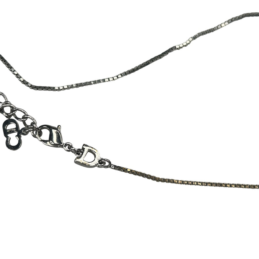 DIOR HEART PADLOCK PENDANT NECKLACE - SILVER PLATED