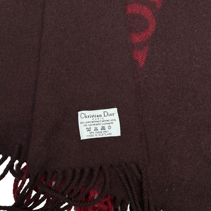 DIOR BURGUNDY MULTI SPELLOUT SCARF