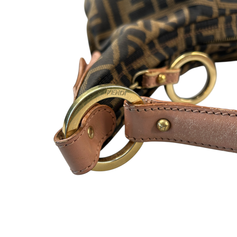 FENDI ZUCCA CANVAS HOBO SHOULDER BAG