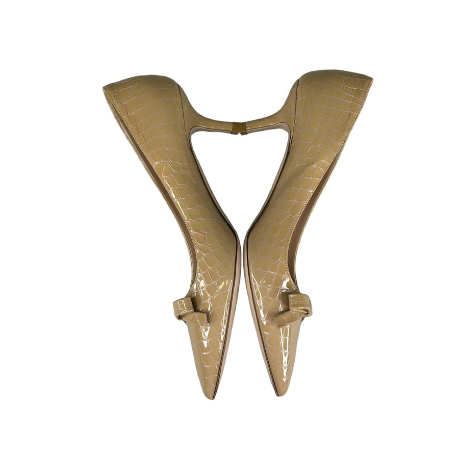 MIU MIU PATENT LEATHER CROCODILE PRINT KITTEN HEELS