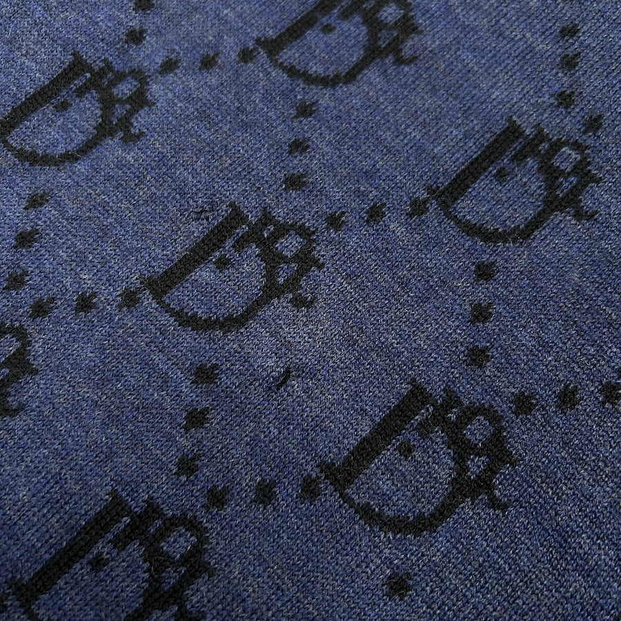 DIOR BLUE/BLACK OBLIQUE LOGO SCARF