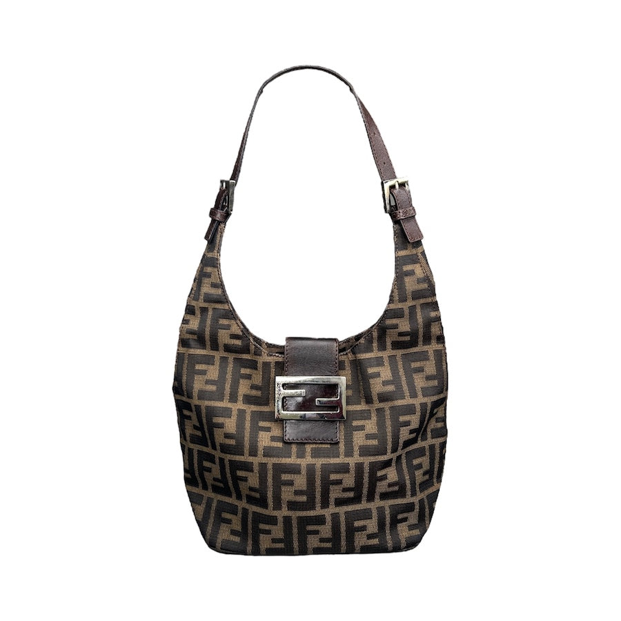 FENDI ZUCCA CANVAS HOBO SHOULDER BAG