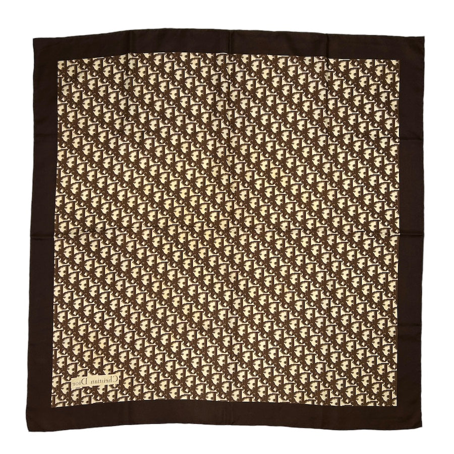 DIOR BROWN/WHITE SILK OBLIQUE MONOGRAM SCARF 309JR