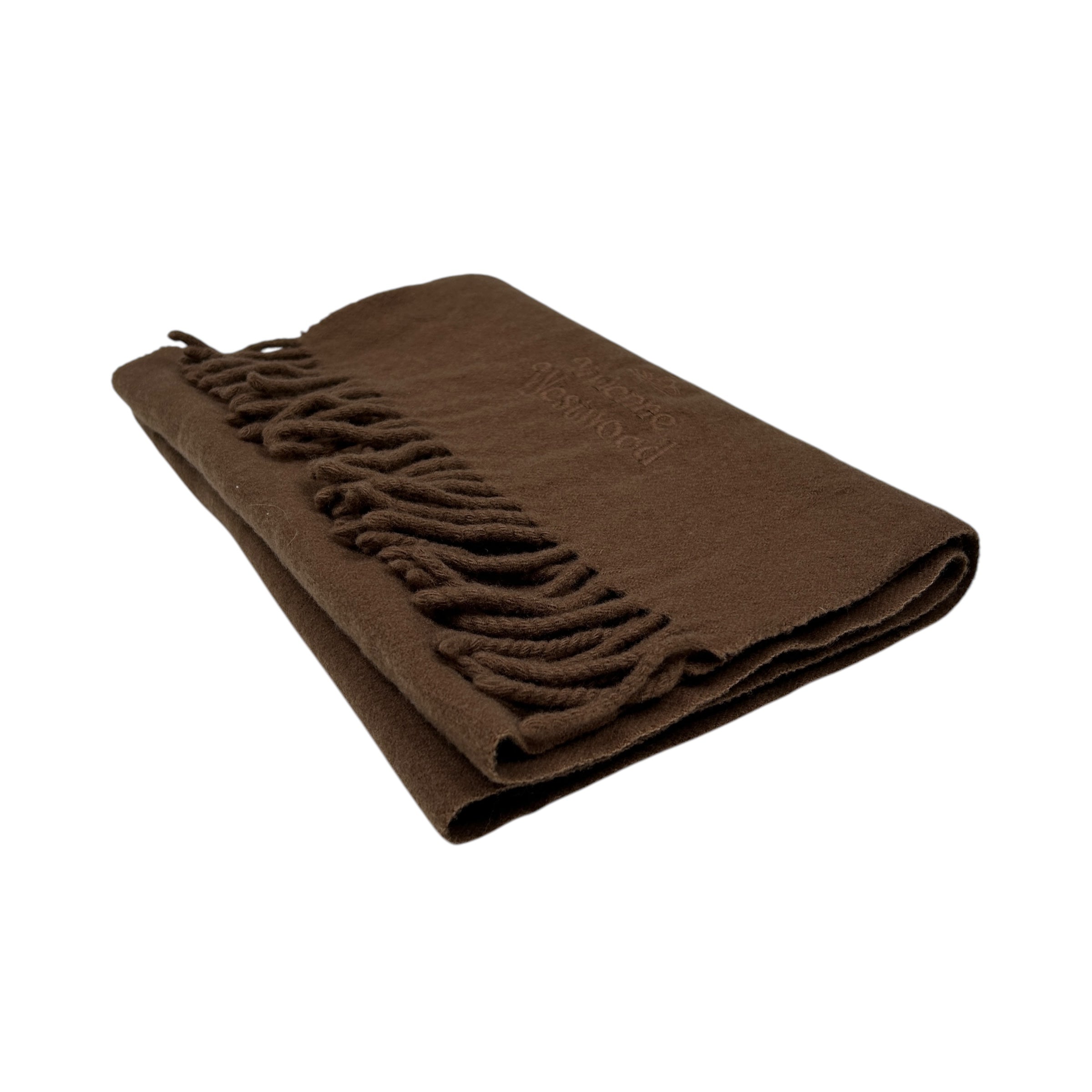 VIVIENNE WESTWOOD BROWN EMBROIDERED LOGO SCARF