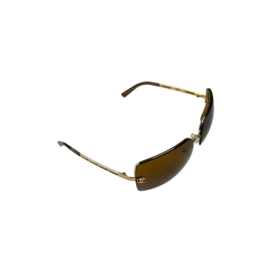 (NEW) CHANEL BROWN TINTED RIMLESS SUNGLASSES