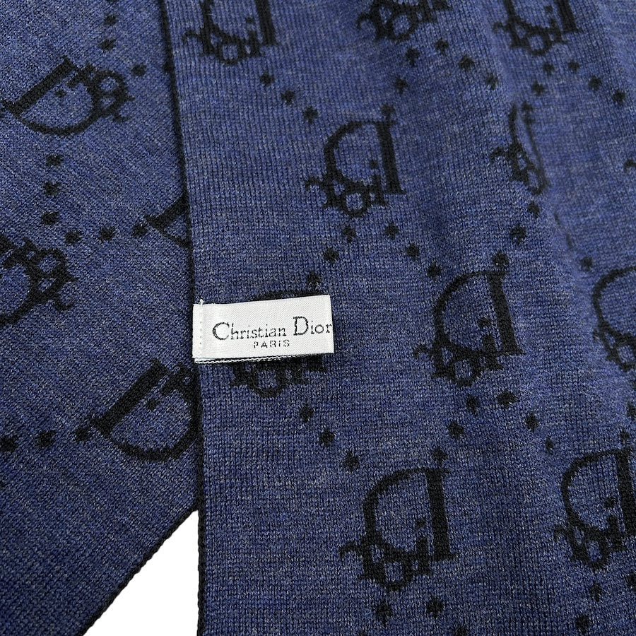 DIOR BLUE/BLACK OBLIQUE LOGO SCARF