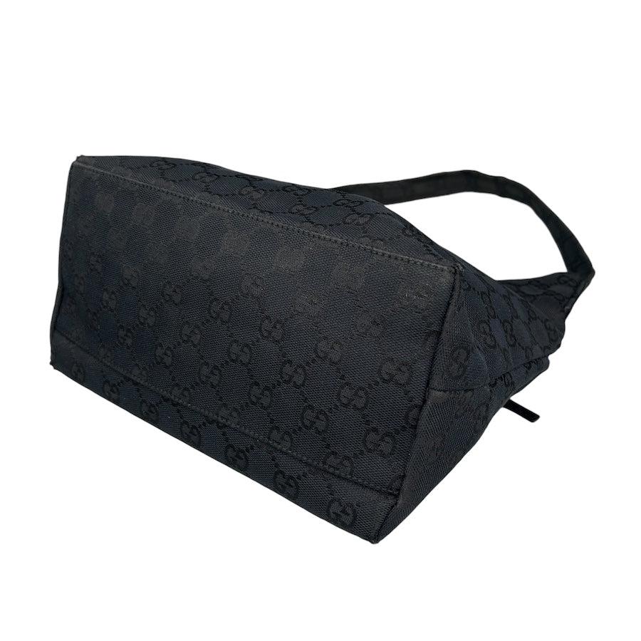 GUCCI BLACK GG CANVAS HOBO SHOULDER BAG