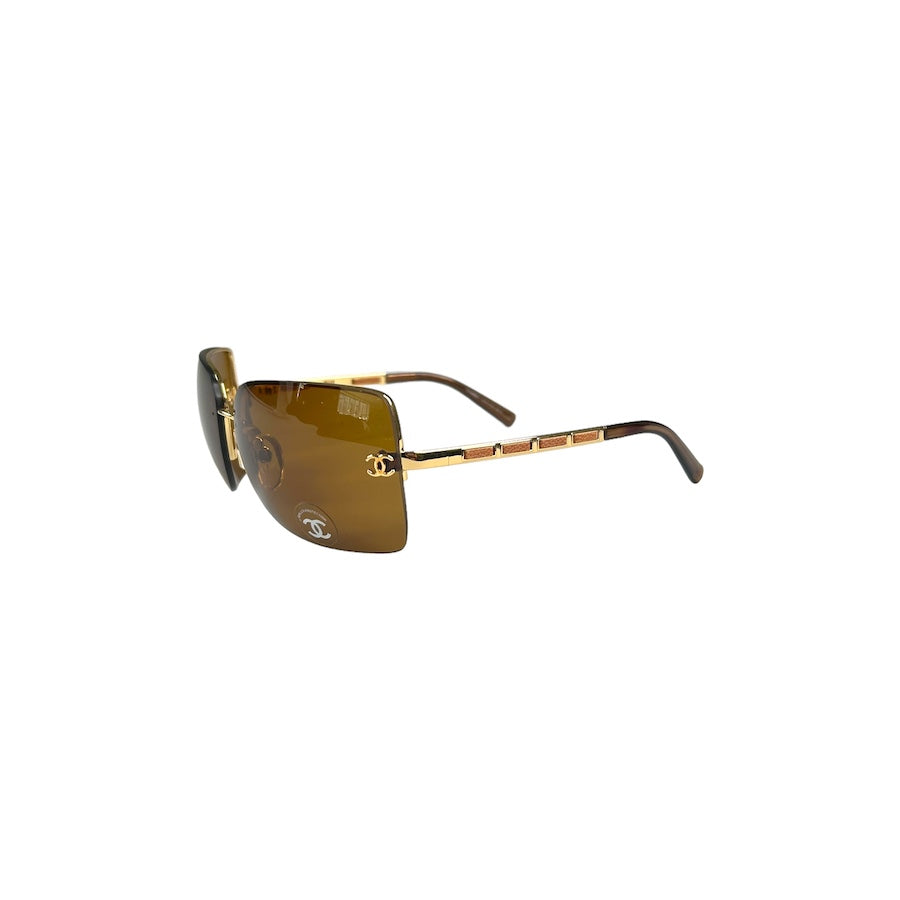 (NEW) CHANEL BROWN TINTED RIMLESS SUNGLASSES