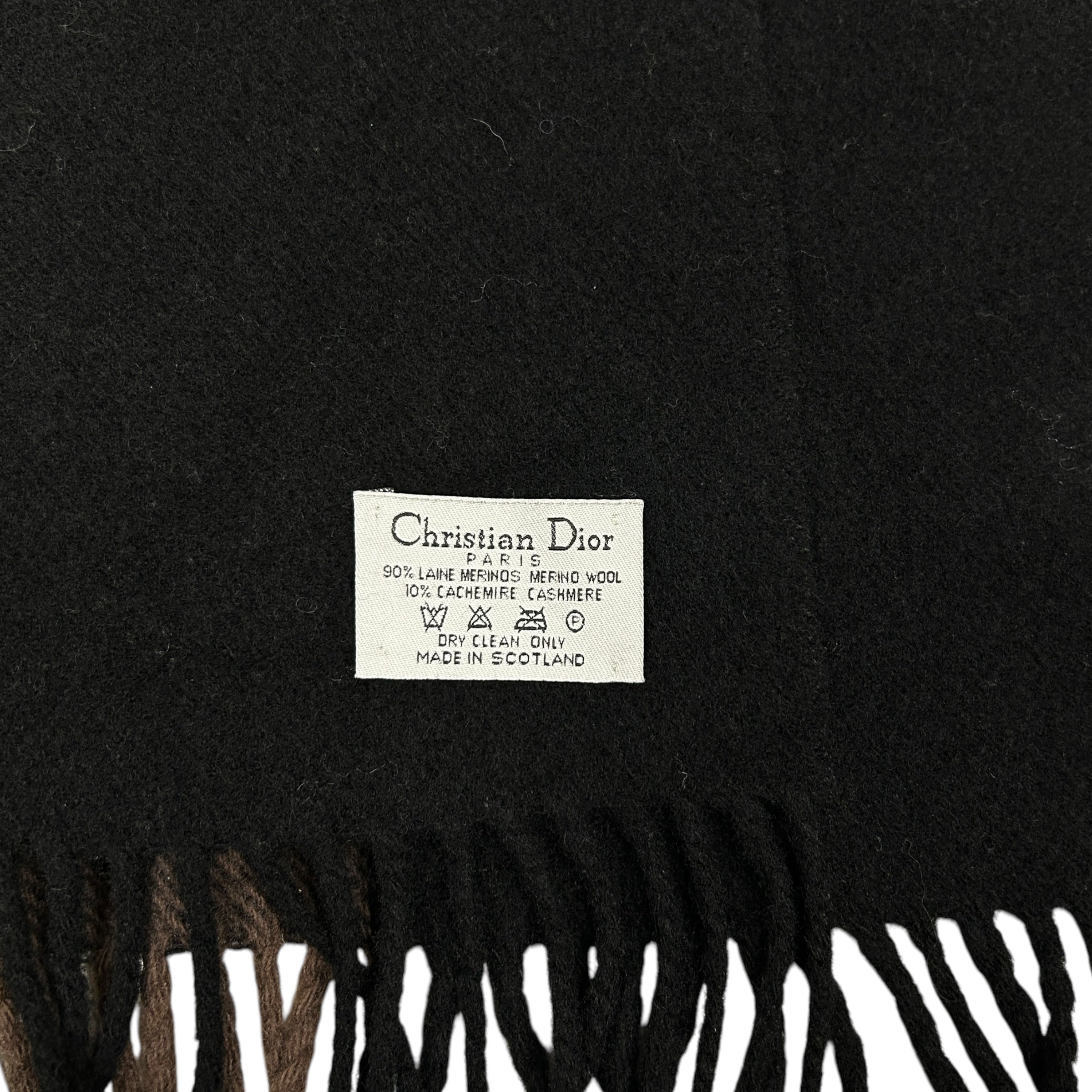 DIOR WOOL/CASHMERE SPELLOUT SCARF BLACK/BROWN