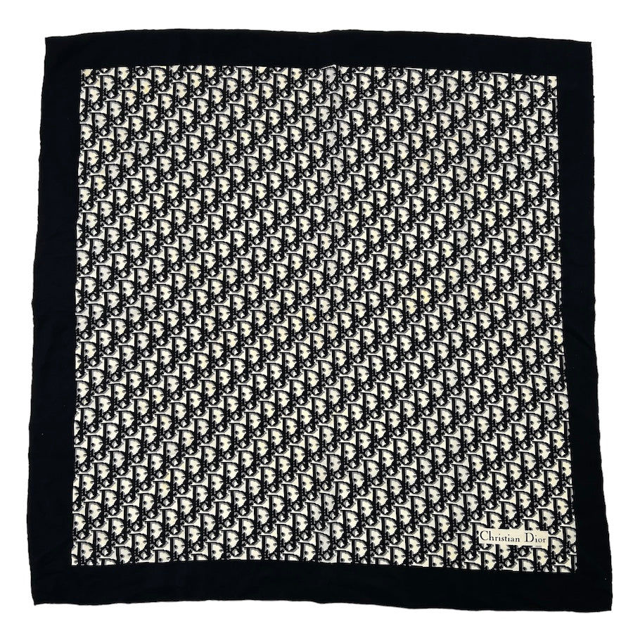 DIOR BLACK/WHITE SILK OBLIQUE MONOGRAM SCARF 3YR98H