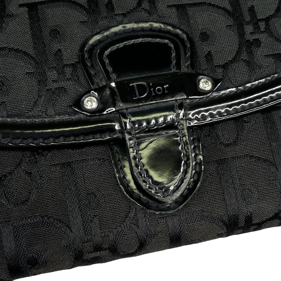 DIOR BLACK MONOGRAM CANVAS LONG WALLET