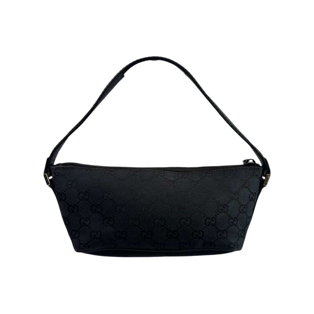 GUCCI GG CANVAS BOAT POCHETTE - BLACK/GREEN