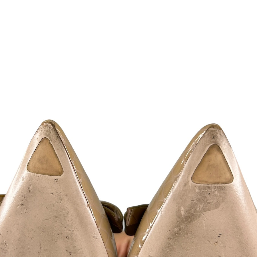 MIU MIU PATENT LEATHER CROCODILE PRINT KITTEN HEELS