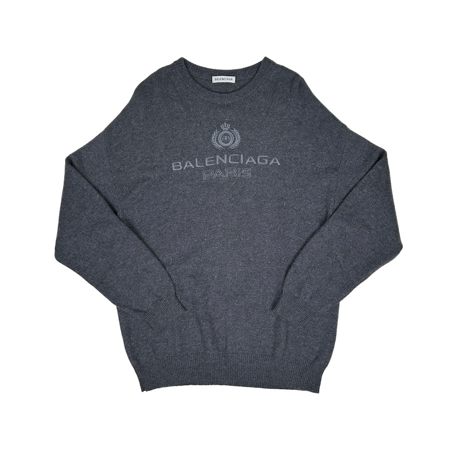 BALENCIAGA PARIS KNIT SWEATER - GREY