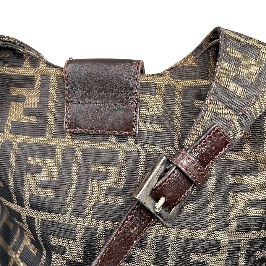 FENDI ZUCCA CANVAS HOBO SHOULDER BAG