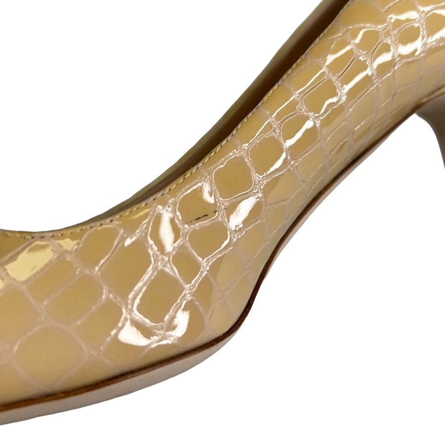 MIU MIU PATENT LEATHER CROCODILE PRINT KITTEN HEELS