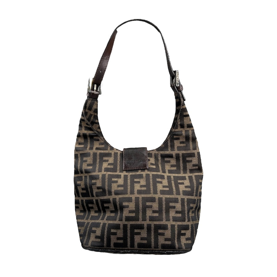 FENDI ZUCCA CANVAS HOBO SHOULDER BAG