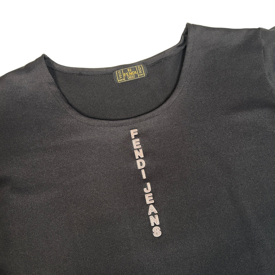 FENDI JEANS VERTICAL LOGO TEE - BLACK YHD8RE