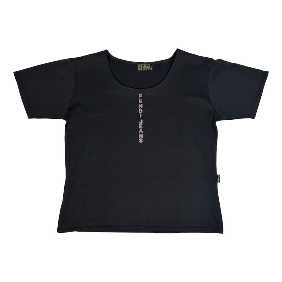 FENDI JEANS VERTICAL LOGO TEE - BLACK YHD8RE