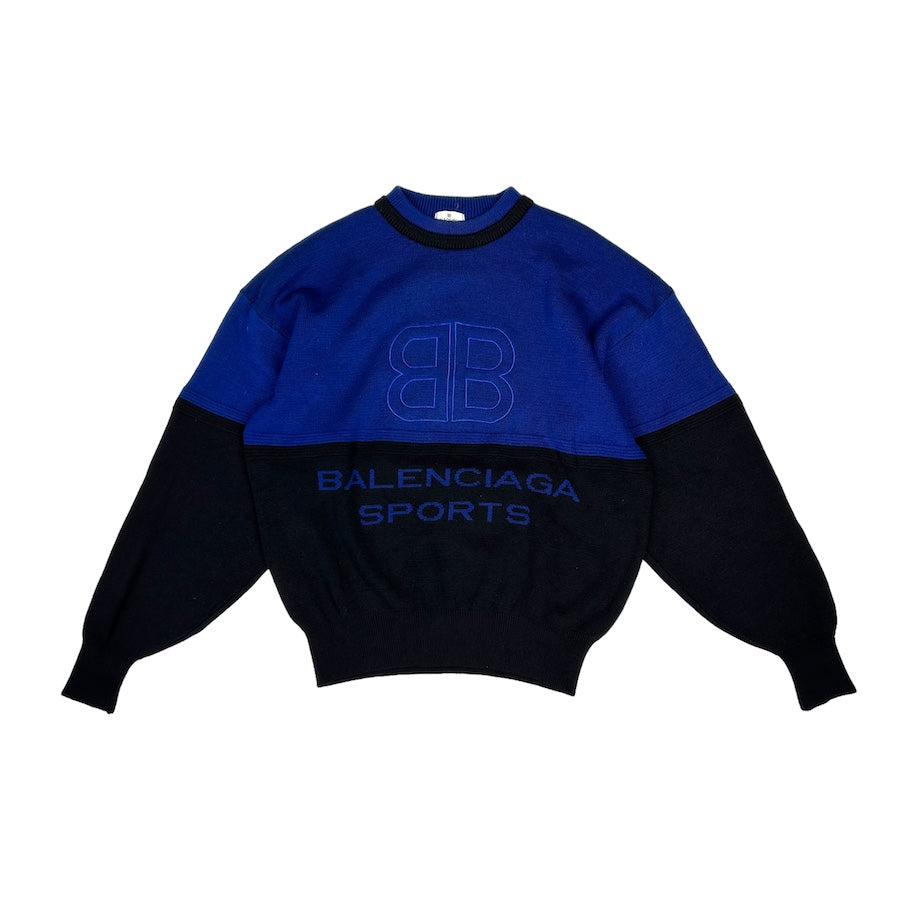 BALENCIAGA SPORTS 90S KNIT SWEATER - BLACK / BLUE